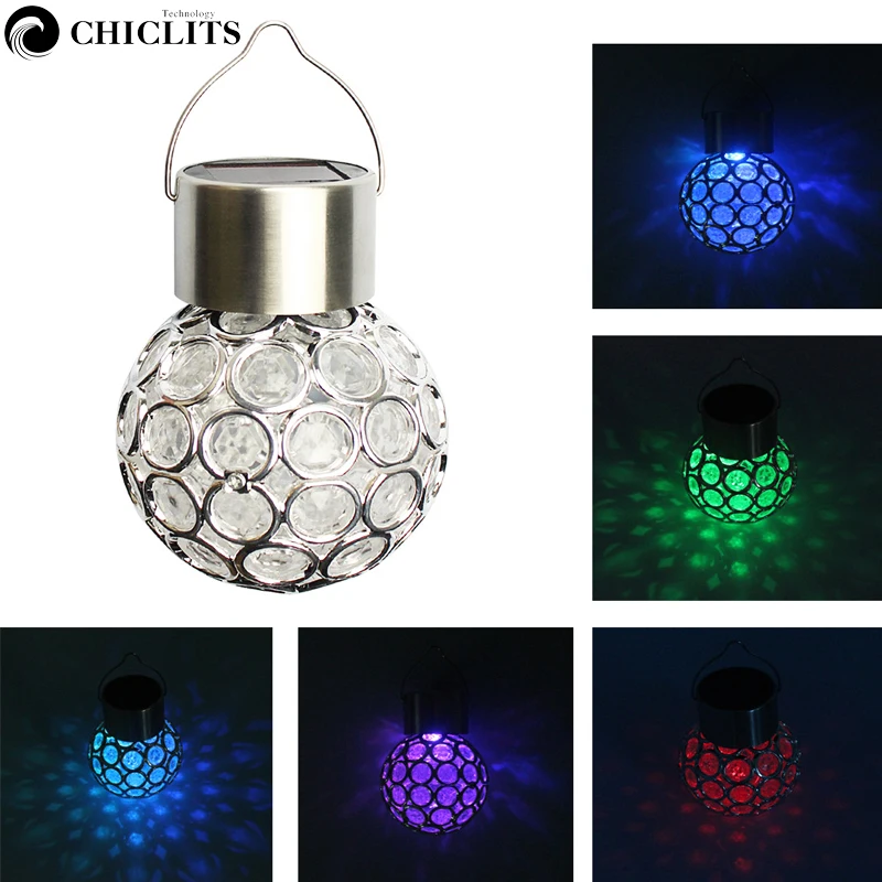 New 3PCS LED Solar Light Color Changing Outdoor Crack Glass Hanging Lights for Garden Decoration Night lighting | Лампы и освещение