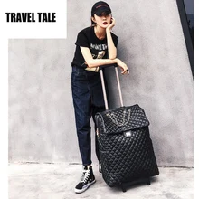 Travel tale 20 дюймов Для женщин ручной клади Ретро кабина кожаный чемодан дорожная сумка на колесах