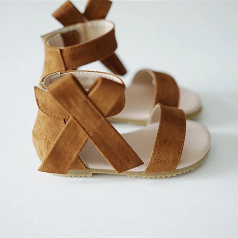 Littlesummer девочек сандалии с открытым носком, с бантиком; обувь для девочек; нескользящая детская пляжная обувь детские сандалии