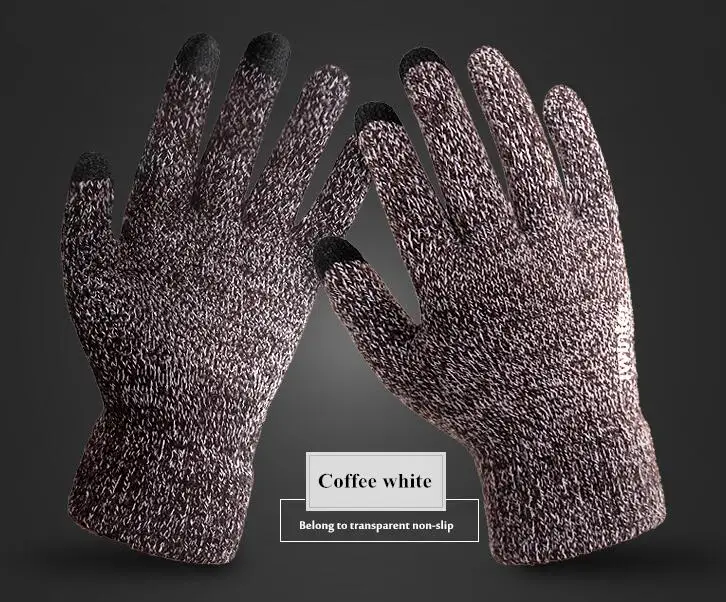 YRRETY Модные мужские и женские вязаные перчатки высокого качества с сенсорным экраном, Нескользящие зимние теплые мягкие хлопковые толстые перчатки - Цвет: G121Men Coffee White