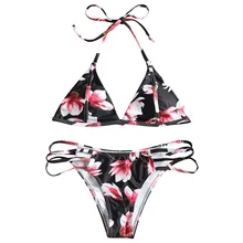 Страуса женское сексуальное нижнее бельё для девушек набор женский сексуальный раздельный пуш-ап уплотненный бюстгальтер черный красный принт удобный пляжный комплект