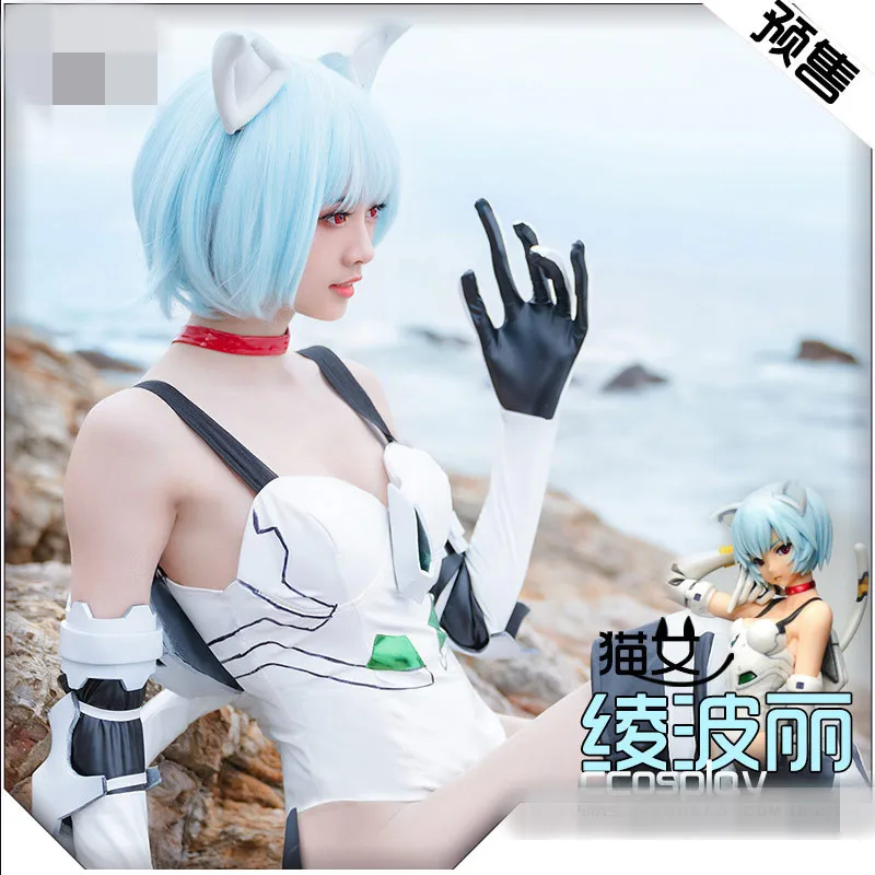 

2019 Hot New Anime Neon Genesis Evangelion EVA Ayanami Rei Dress AYANAMI REIREIAYANAMI Cosplay costume Catwoman tail jumpsuits