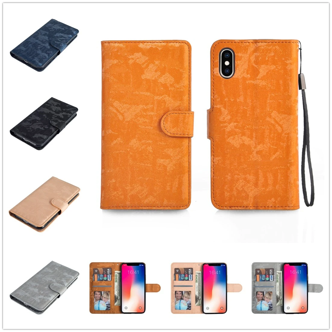 

For Iphone 7 8plus Case Flicker Leather Iphone Xs Max Luxury Card Slot Photo Wallet Iphone 6 6sPlus Solid Color Pu Iphone Xr Cas