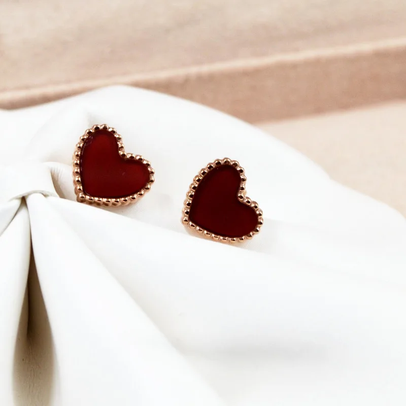 Новые модные серьги-гвоздики в форме сердца для влюбленных, роскошные женские серьги из розового золота, ювелирные изделия известного бренда, Букле д 'ореиль