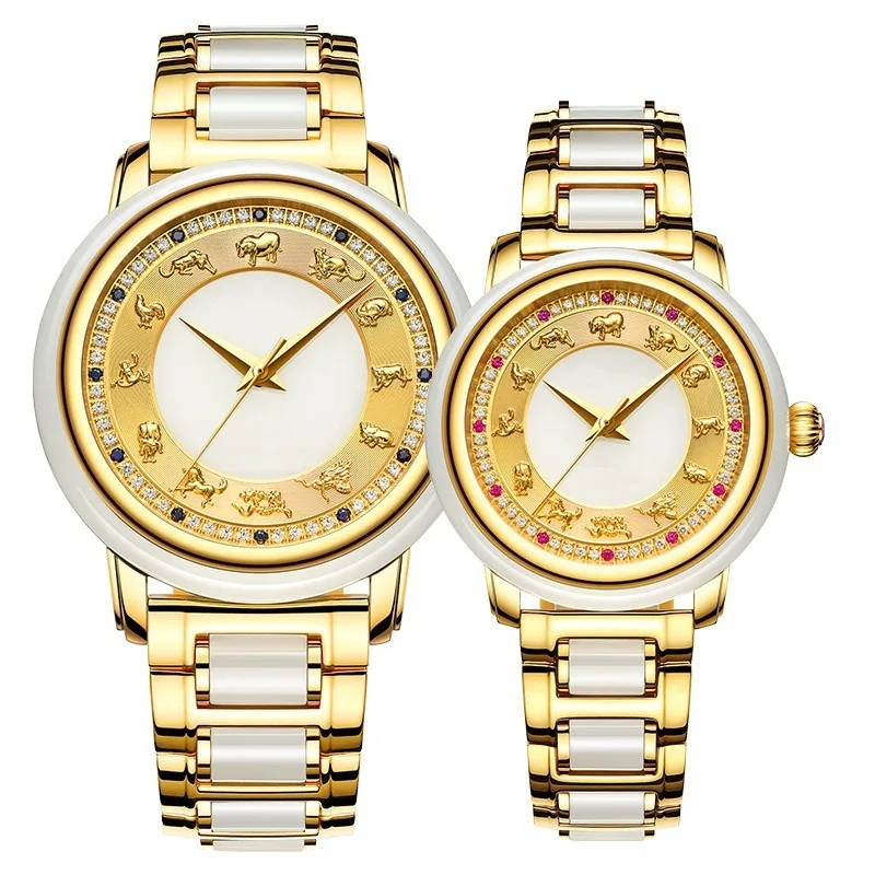 

2019 Hot Style Watch Men's Automatic Mechanical Expression Couple Table Zodiac Jade Craft Watches Customization