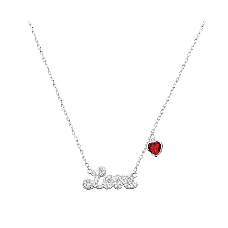 

LEKANI 2019 Luxury Charm Choker Necklace With Heart Crystals from Swarovski Love Letter Pendant 925 Sterling Silver Necklaces