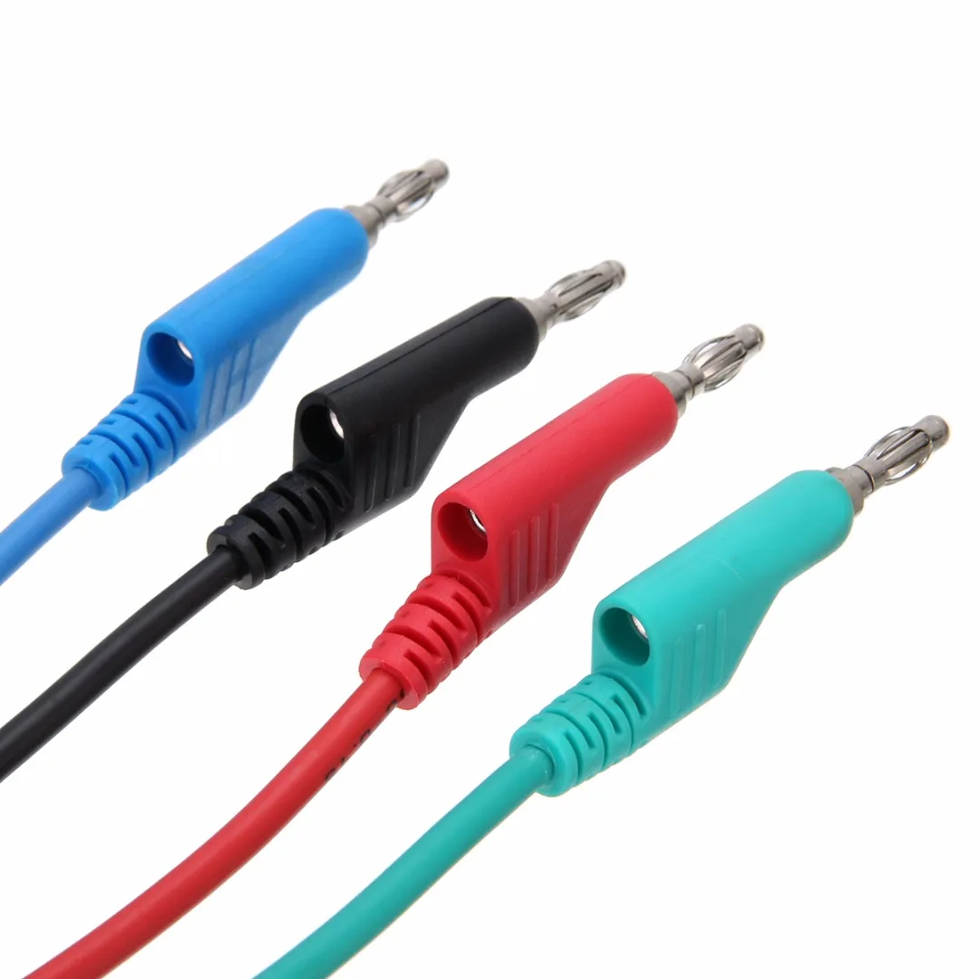 Mayitr 4pcs/set 1M 4mm Silicone Banana Plug Multimeter Test Cable Wires Lead Kits Laboratory Electric 4 Colors
