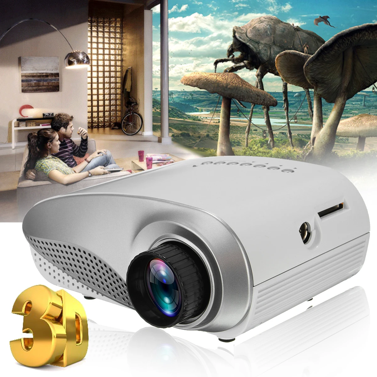 

Home Mini Cinema Portable 1080P 3D HD LED Projector Multimedia Home Theater USB VGA HDMI TV Home Theatre System
