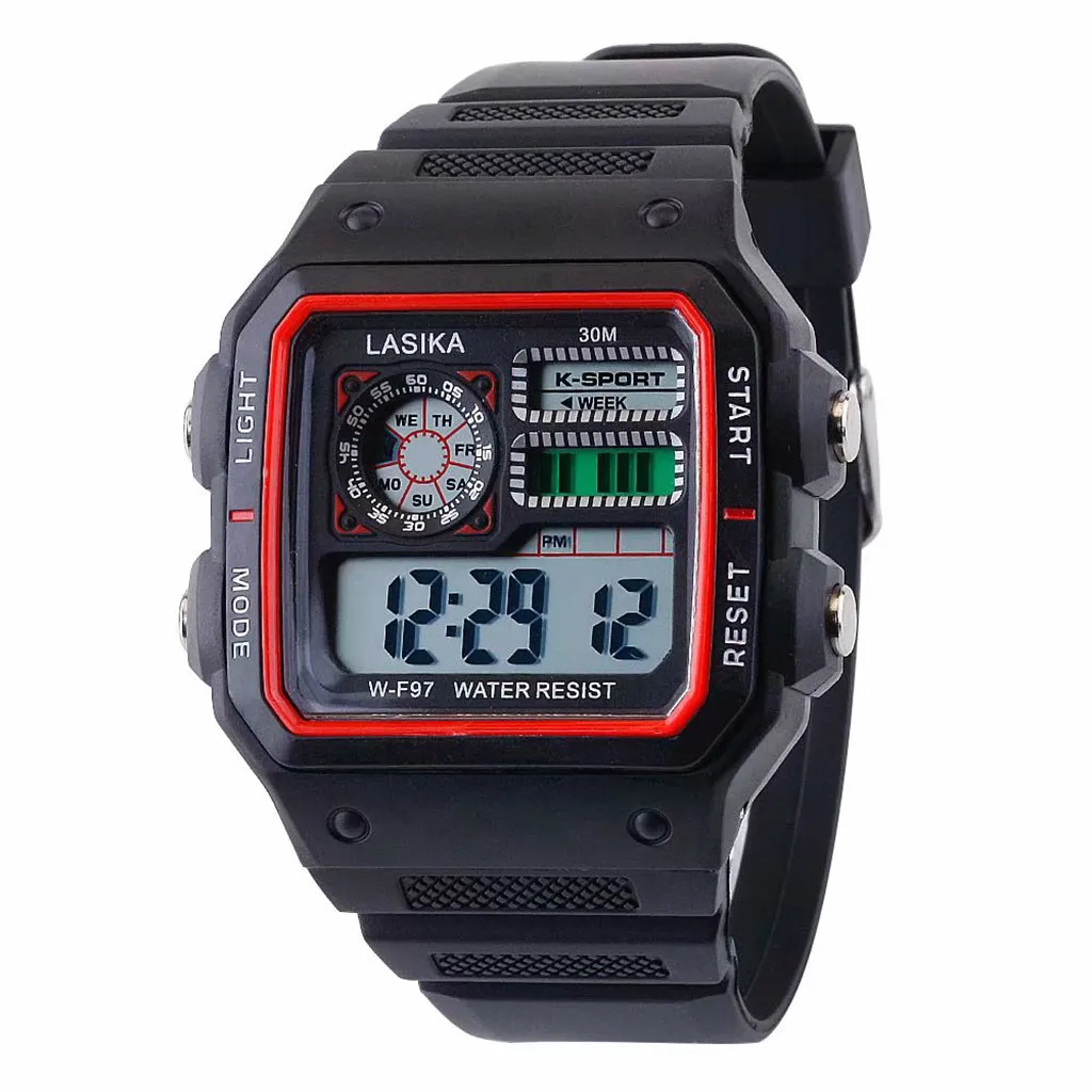 LASIKA модные спортивные детские цифровые часы многофункциональные часы для отдыха квадратные дикие электронные прочные студенческие наручные часы - Цвет: C