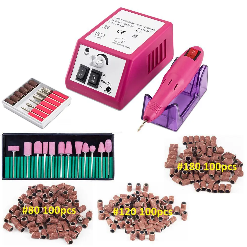 Электрические сверла для ногтей, набор для маникюра, педикюра, мощный маникюрный аппарат, ручка для ногтей, набор для удаления геля, фреза, инструменты - Цвет: 828RoseNF1201 3Sands