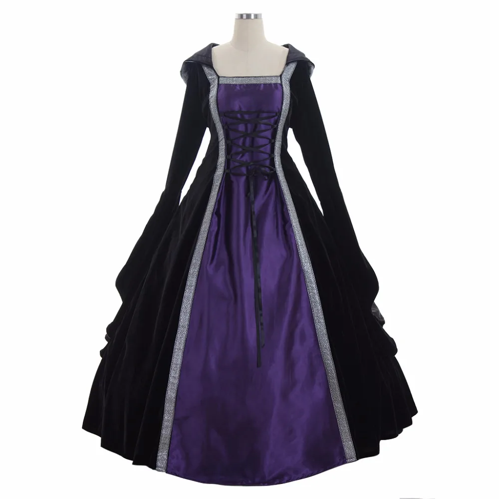 

Victorian Elegant Gothic Aristocrat 18th Century Womens Cosplay Dress Medieval Wedding Costume L0516