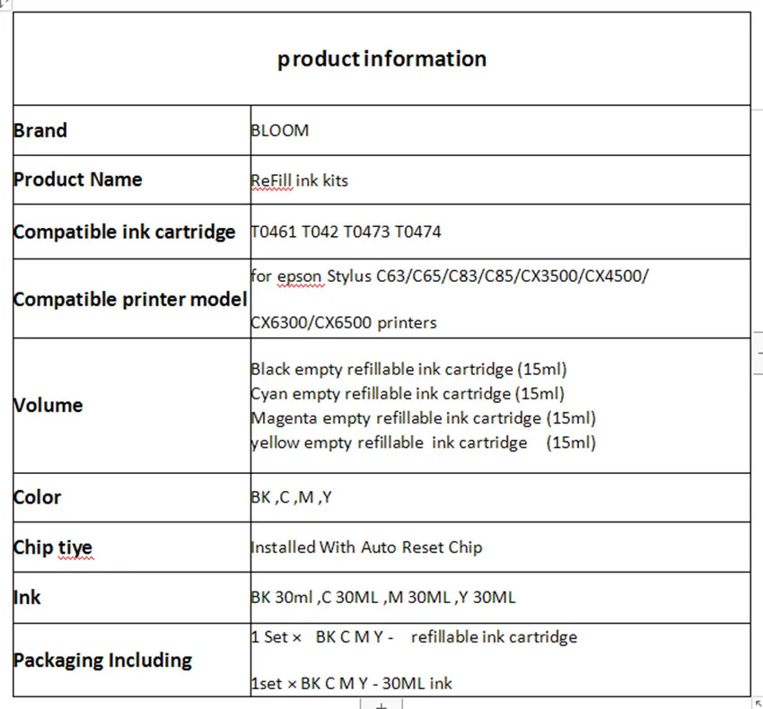 Комплект чернил для EPSON T0461-T0474 чернильный картридж для EPSON Stylus C63 C65 C83 C85 CX3500 CX4500 CX6300 CX6500 принтер