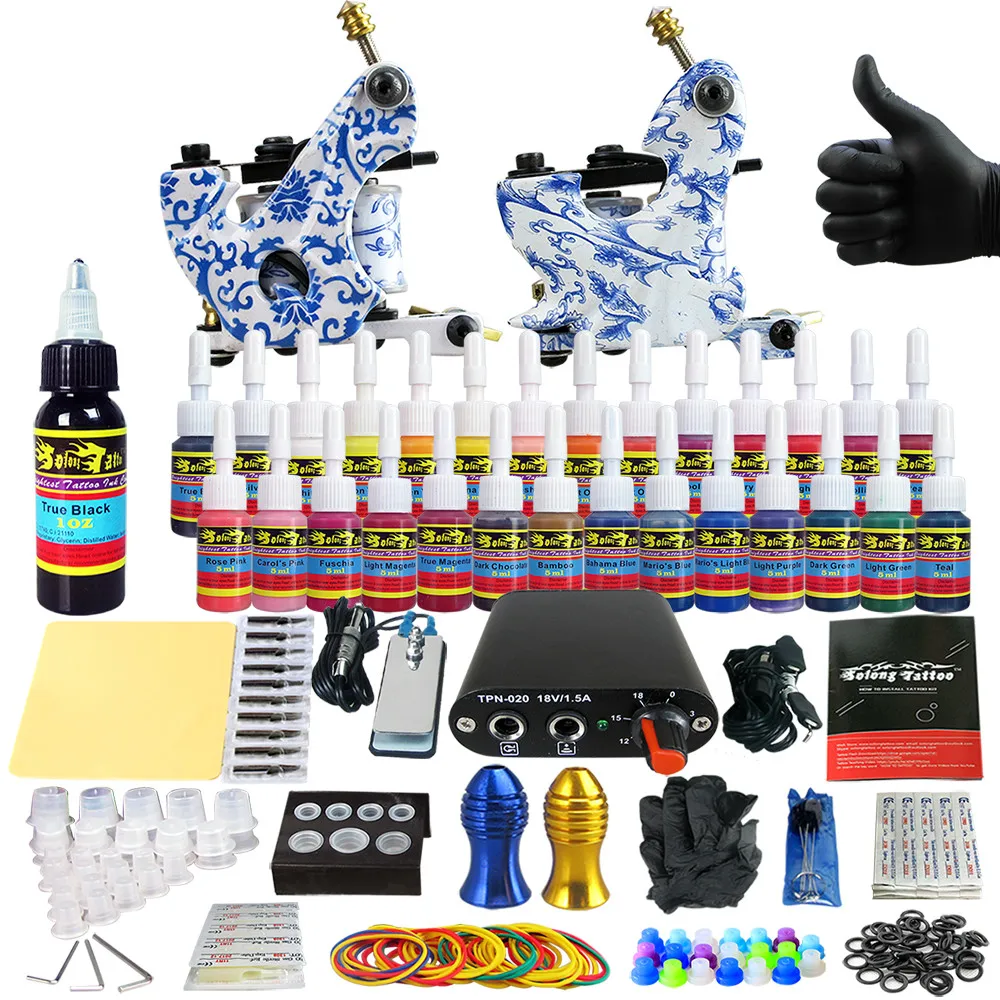

Stigma Tattoo Complete Sets Machine Liner Shader Clip Cord 2 Guns New Arrival Kit Practice Skin 28 Color Ink Sigment TK204-32