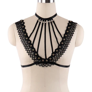 

Deep V Harness Bra Sexy Erotic Lingerie Body Harneess Fetish Wear Gothic Cage Bra Wedding Garters Crop Top Harness Bondag