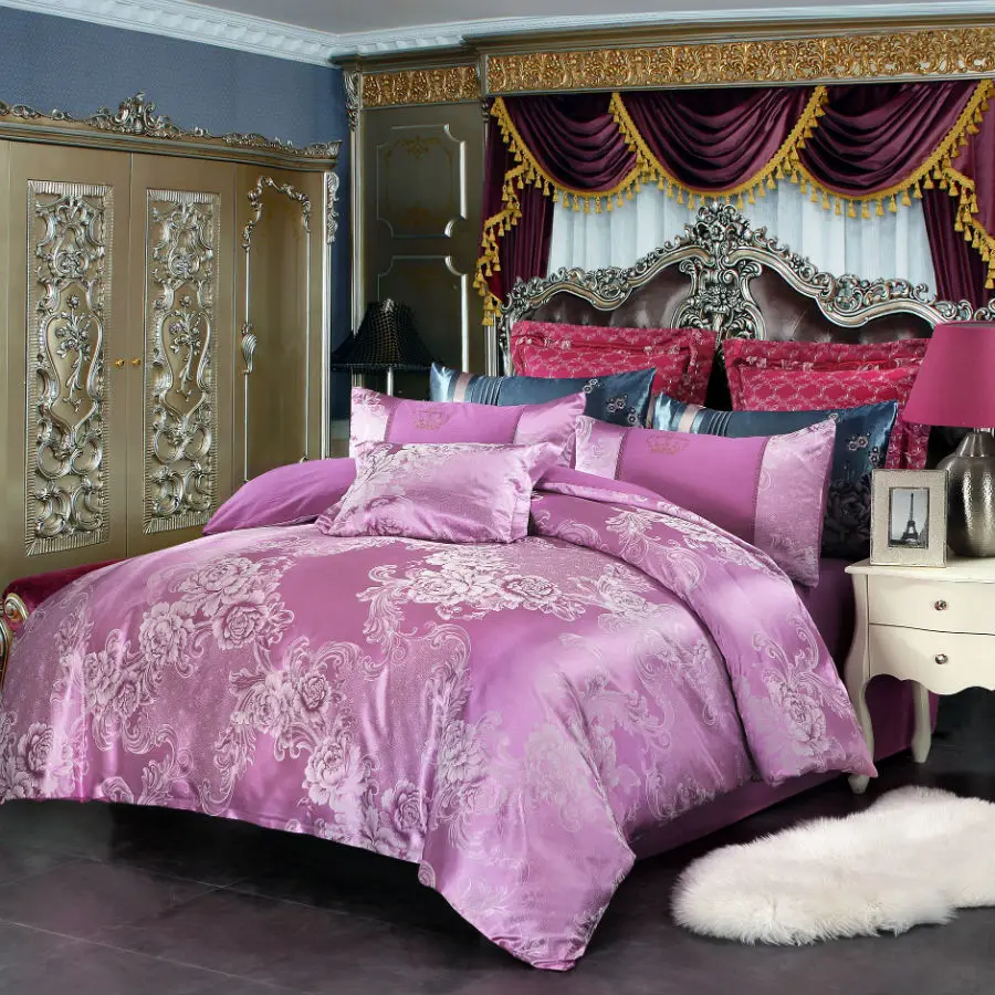 

BEYOND CLOUD 4 Pieces AB Sides Bedding Set Home/Hotel King Queen Luxury Design Quality Bed Sheet Duvet Cover Pillowcases 023