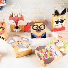 5pcs Children DIY Handmade Paper Bag Toy Cartoon Animal Paper Bag for kindergarten school Craft Toy Educational toys