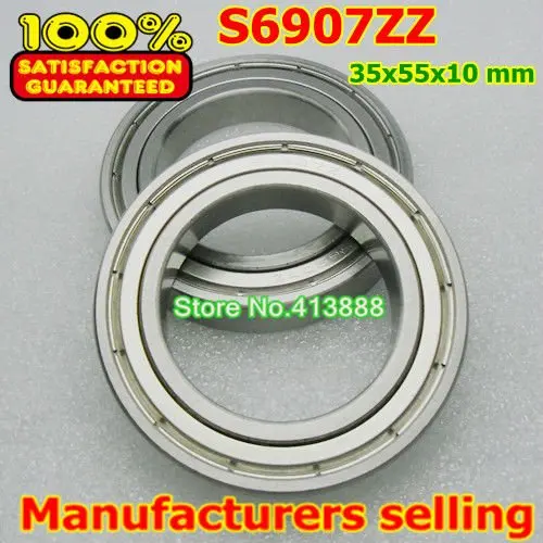 

100pcs free shipping SUS440C environmental corrosion resistant stainless steel deep groove ball bearings S6907ZZ 35*55*10 mm
