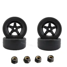 4x RC Car Tires & Hexagonal Conjunto de Ruedas de 26mm Ancho 12mm Con Espuma 1/10o En Carretera Piezas de automóviles