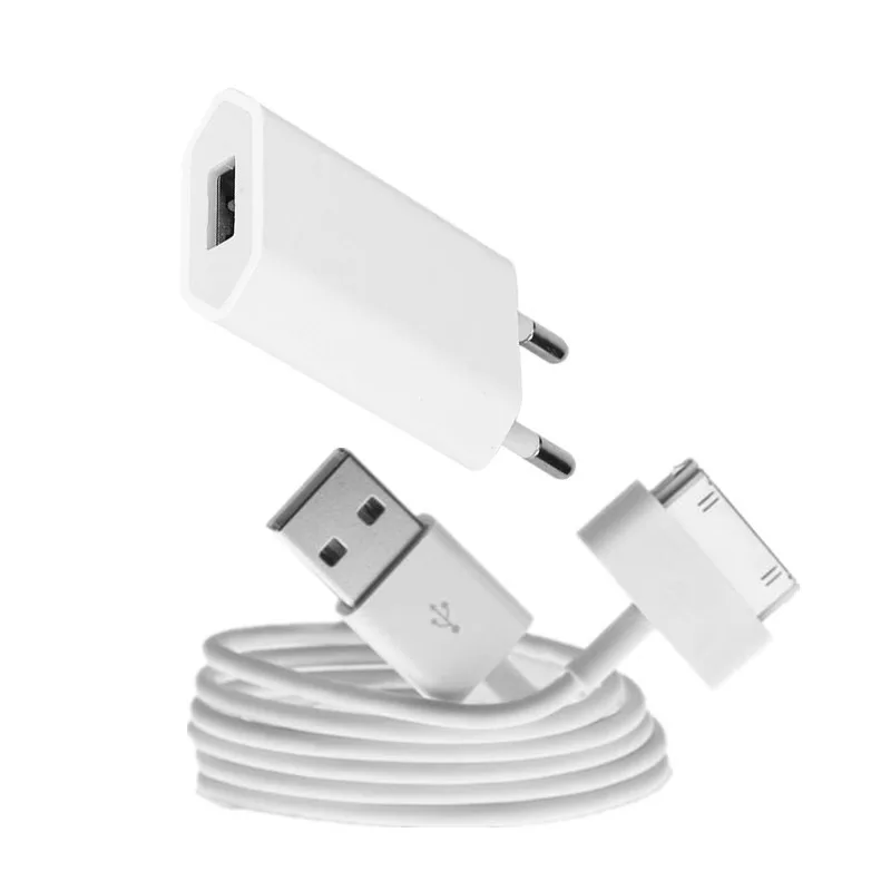 

30Pin 1m Traver Charger Cable For iPhone 3G 3GS 4s 4 iPad 3 2 5V 1A EU Plug USB wall Charger for iPod Mini Nano Touch Photo