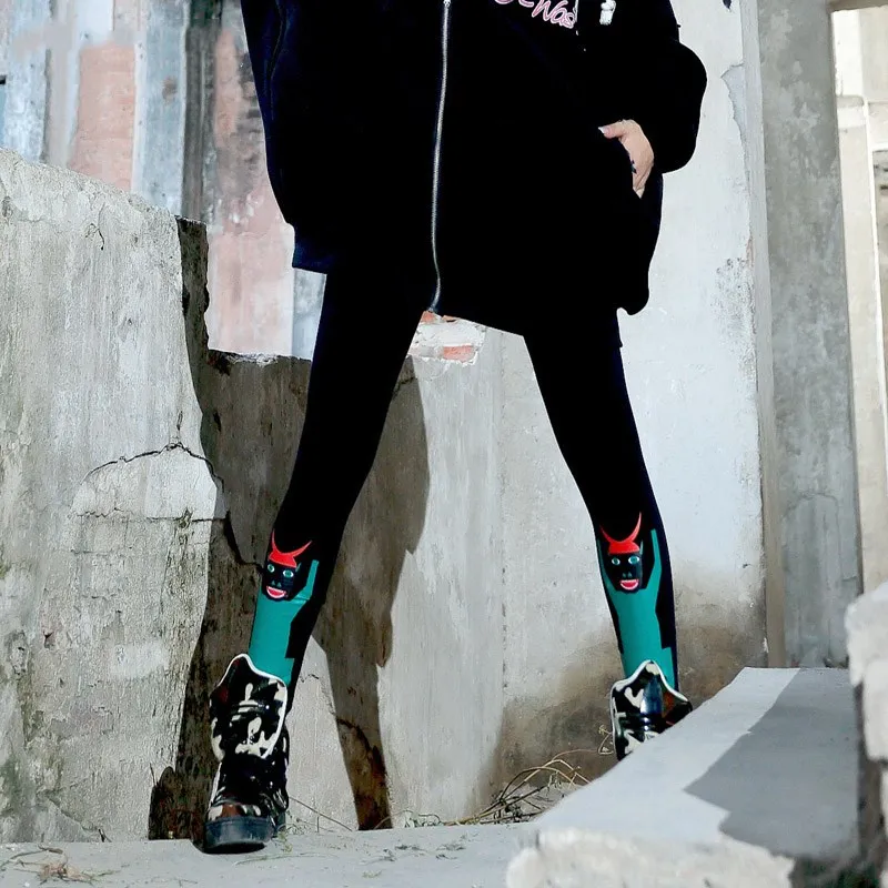 Новые женские леггинсы с забавными буквами в стиле пэчворк, эластичный пояс с принтом, уличная одежда в стиле хип-хоп, леггинсы - Цвет: 1301
