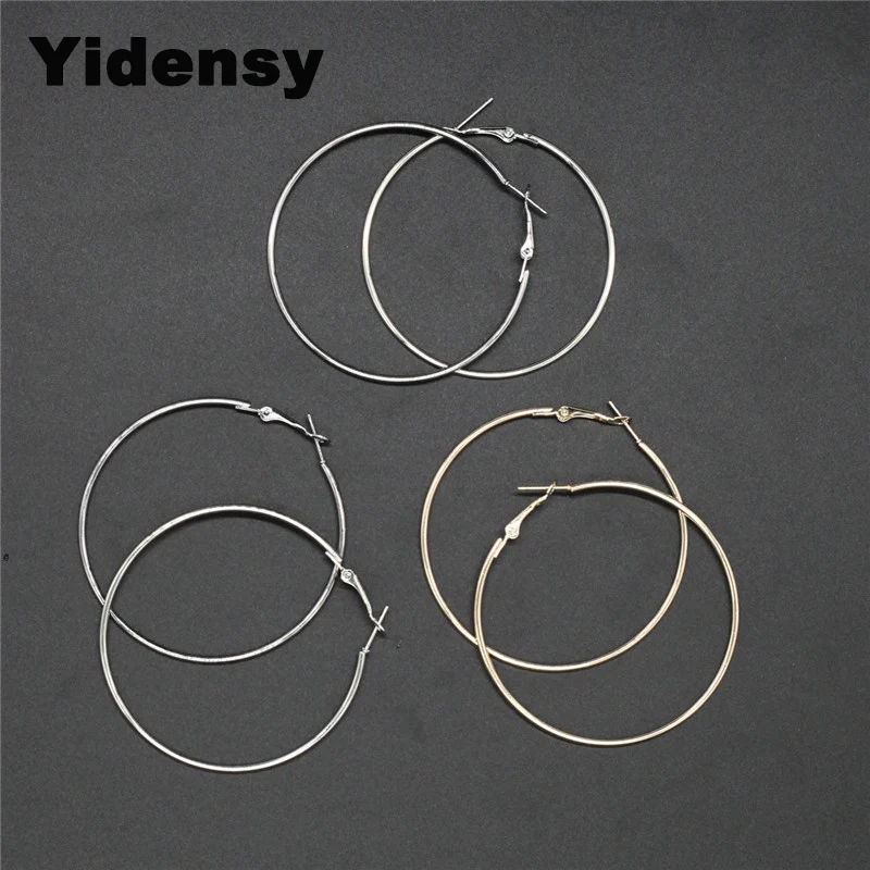 

Yidensy 10pcs New Fashion Earring Hoops Dia 60mm Gold Silver Color Round Loop Hoop Earrings Findings Diy Bohemian Jewelry Making