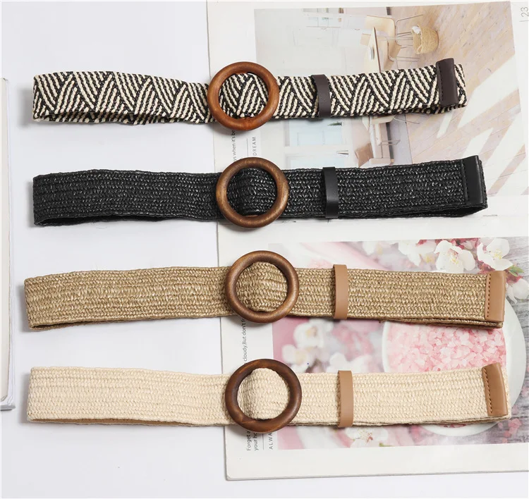 

Vintage Casual Amber Leopard Rectangle Buckle Thin Belt Women Hemp Knit Canvas Wax Hemp Rope Waist Belt Corset For Coat BZ92