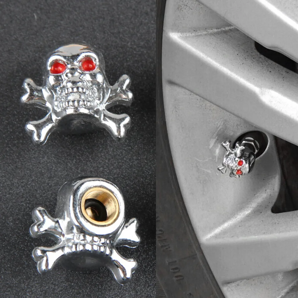 

New1 pcs Sliver Universal Fancy Pirate "Skull" Tire Tyre Air Valve Stem Caps for Auto Car Truck Motorcycle Bike Wheel Rims