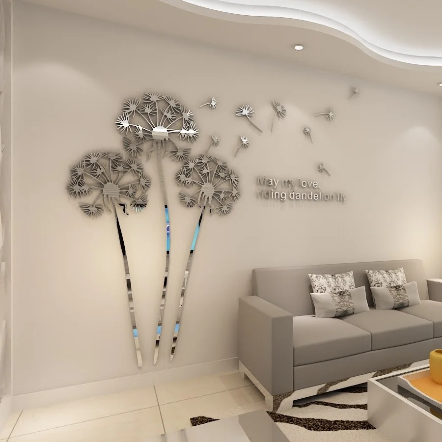 

KEDODE 3D Stereo HD Mirror Sticker Dandelion Acrylic Mirror Creative Wall Decor Mirror Sticker High Quality For Home Decor