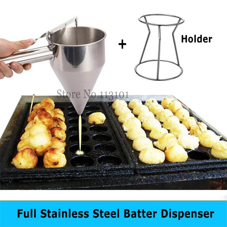 Stainless Steel Batter Dispenser Food Tool Takoyaki Dispenser Hopper kitchen appliance for Taiyaki Waffle Making Stainless Steel Batter Dispenser Food Tool Takoyaki Dispenser Hopper kitchen appliance for Taiyaki Waffle Making