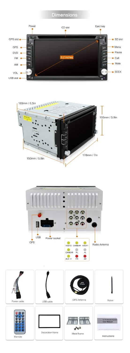 Discount New universal 2 din car dvd gps Car Radio Recorder GPS Navigation In dash Car PC Stereo Head Unit video+Free Map Card+camera 5