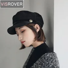 VISROVER новые зимние шапки для женщин, однотонные хлопковые шапки в стиле милитари для девушек, женские дизайнерские кепки, Теплые повседневные Высококачественные шапки