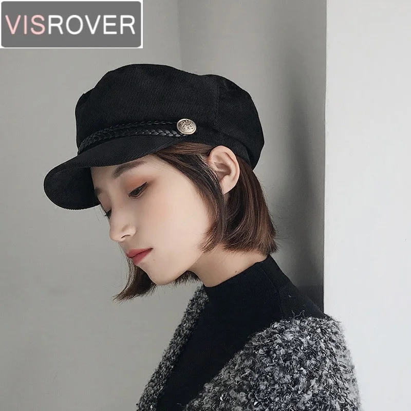 

VISROVER New Winter Hats for Women Solid Cotton Military Girl Hats for Female Ladies Designer Caps Warm Casual High Quality