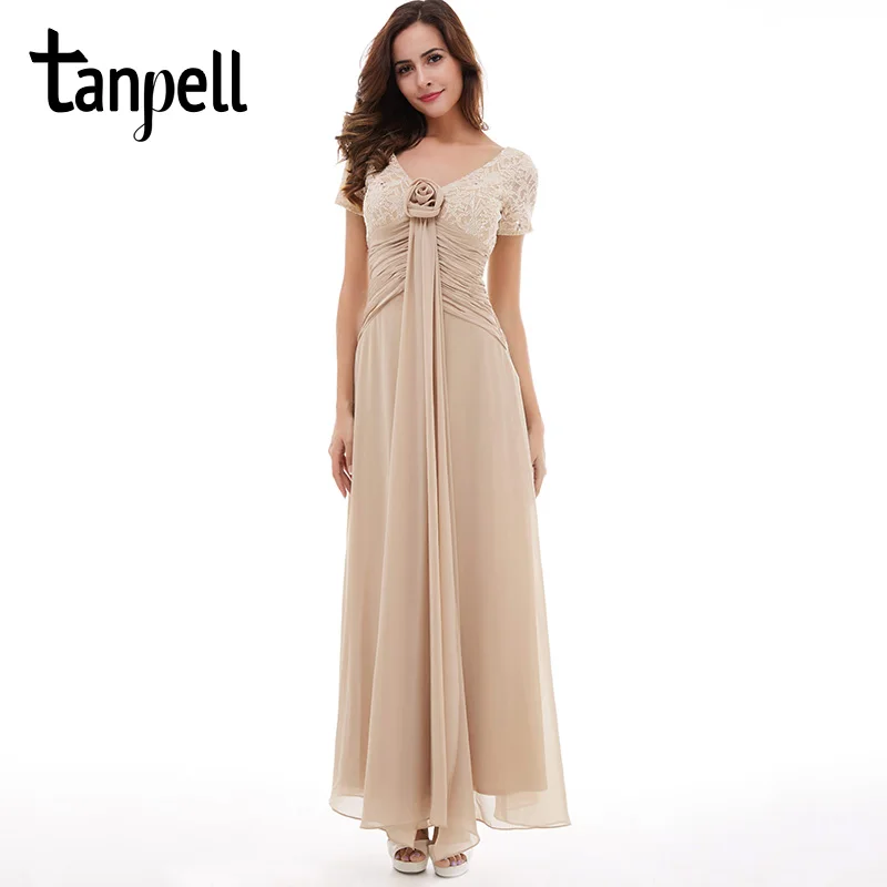 Tanpell Lange Abendkleid Champagne Kurzen Armeln Eine Linie Knochel Lange Blumen Kleider Gunstige V Ausschnitt Spitze Pailletten Abendkleid Evening Dress Long Evening Dresssequin Evening Dress Aliexpress
