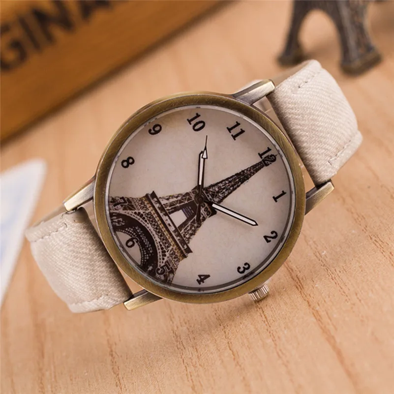 Fashion Women Watches Retro Iron Tower Cowboy Leather Band Analog Quartz Watch Wrist Watch Relogio Feminino #AP28 (18)