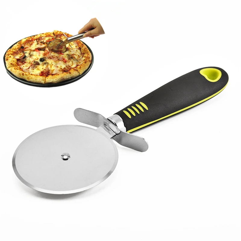 

JINJIAN Large Size Pizza Cutter Stainless Steel Pizza Slicer Silicone Handle Cake Bread Cutting Knife Pastry Cut Knife Chopper