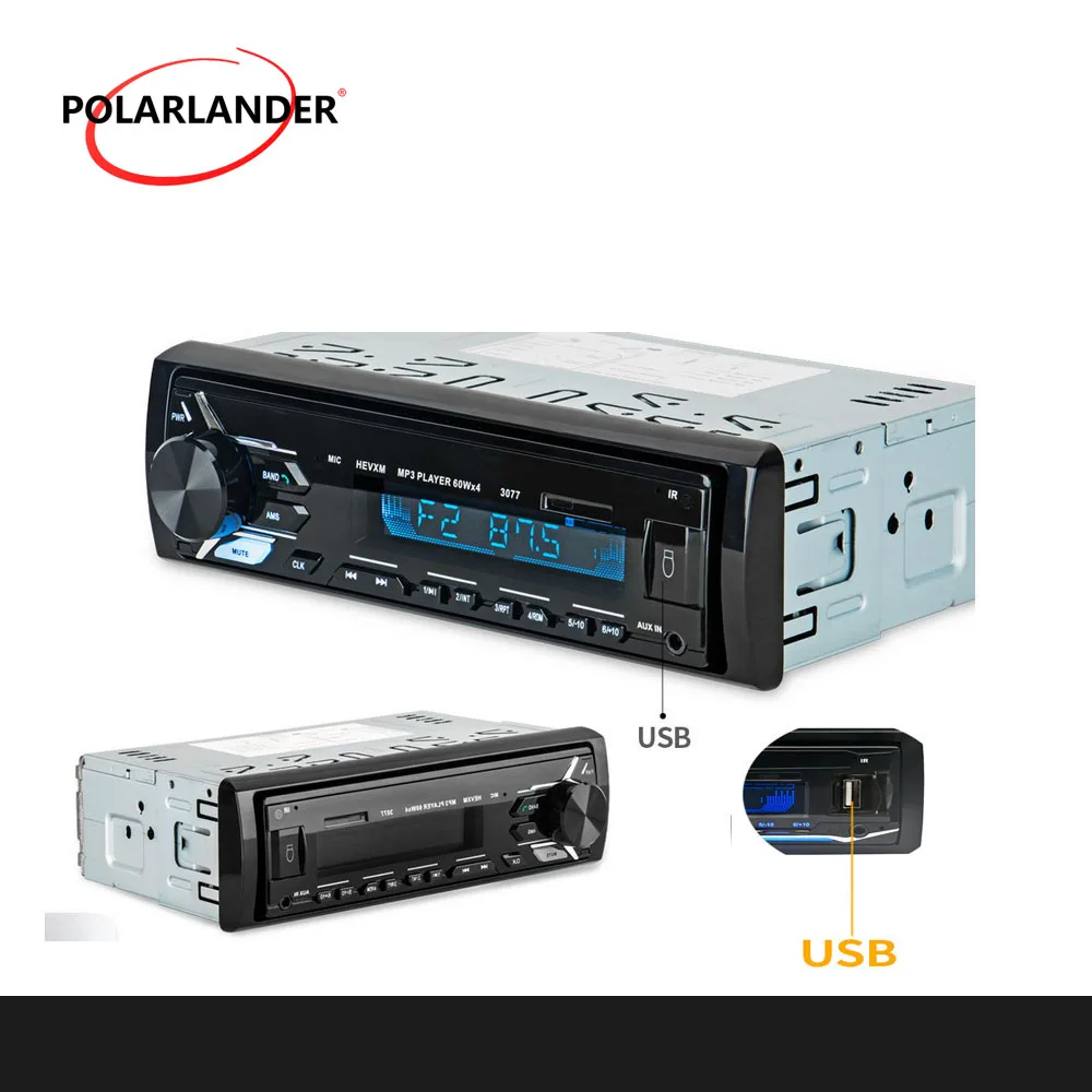 Autoradio Car Radio FM Aux Input Receiver 1 Din Car Stereo In-dash SD USB MP3 MMC WMA Car audio Player 3077 12V Bluetooth