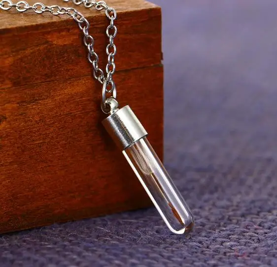 

The dandelion Dry Flower Glass Vial Necklace glass Globe Necklace Wish Glass Bottle Necklace 25mm long glass