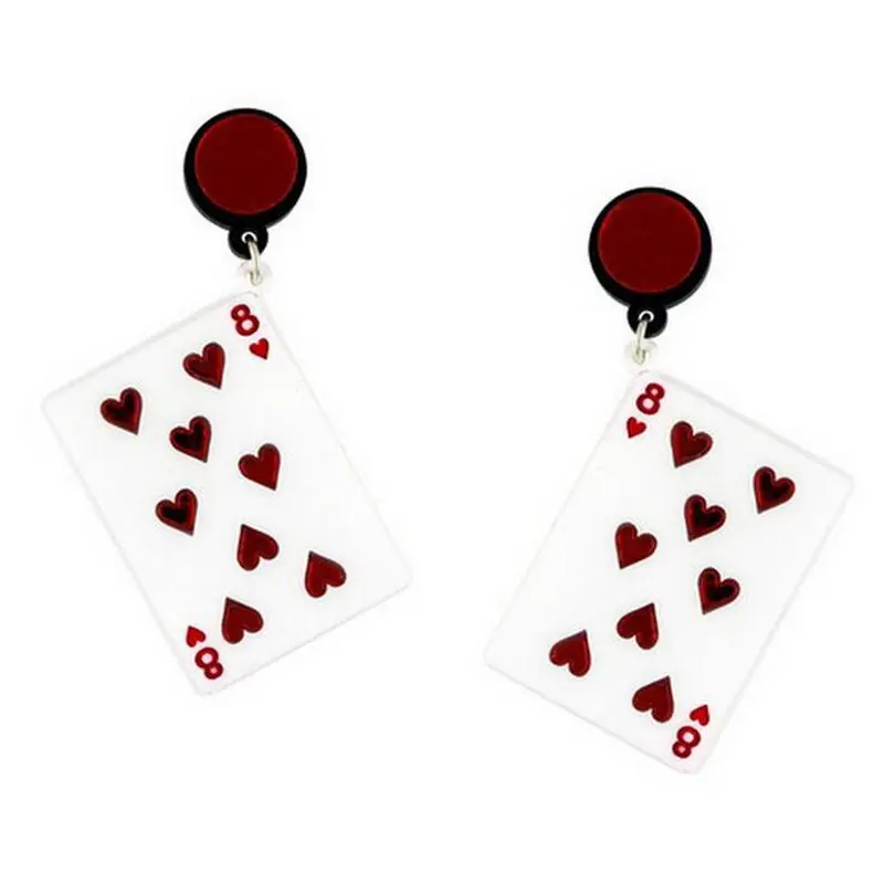 

New Hot Night Club Hip Hop Singer Jewelry Accessories Fashion Punk Exaggerated Acrylic Playing Card Stud Earrings For Women