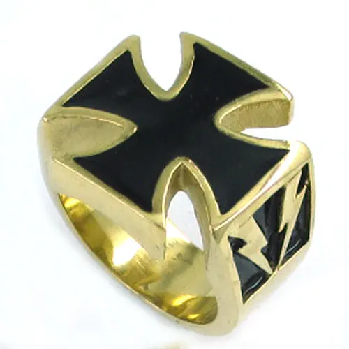 Немецкая армия кольцо с железным крестом из нержавеющей стали ювелирные изделия серебро золото Puuk классический крест молния кольца мужские для байкеров SWR0125A