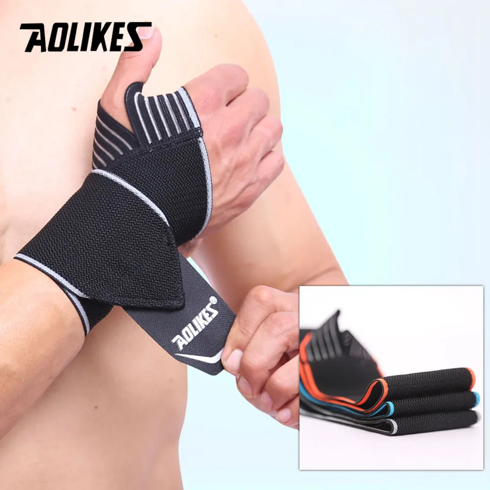 AOLIKES, 1 шт., спортивный браслет на запястье, поддерживающий ремешок, обертывания, обертывания для рук, повязки, фитнес-тренировки, безопасные повязки на руку - Цвет: Grey