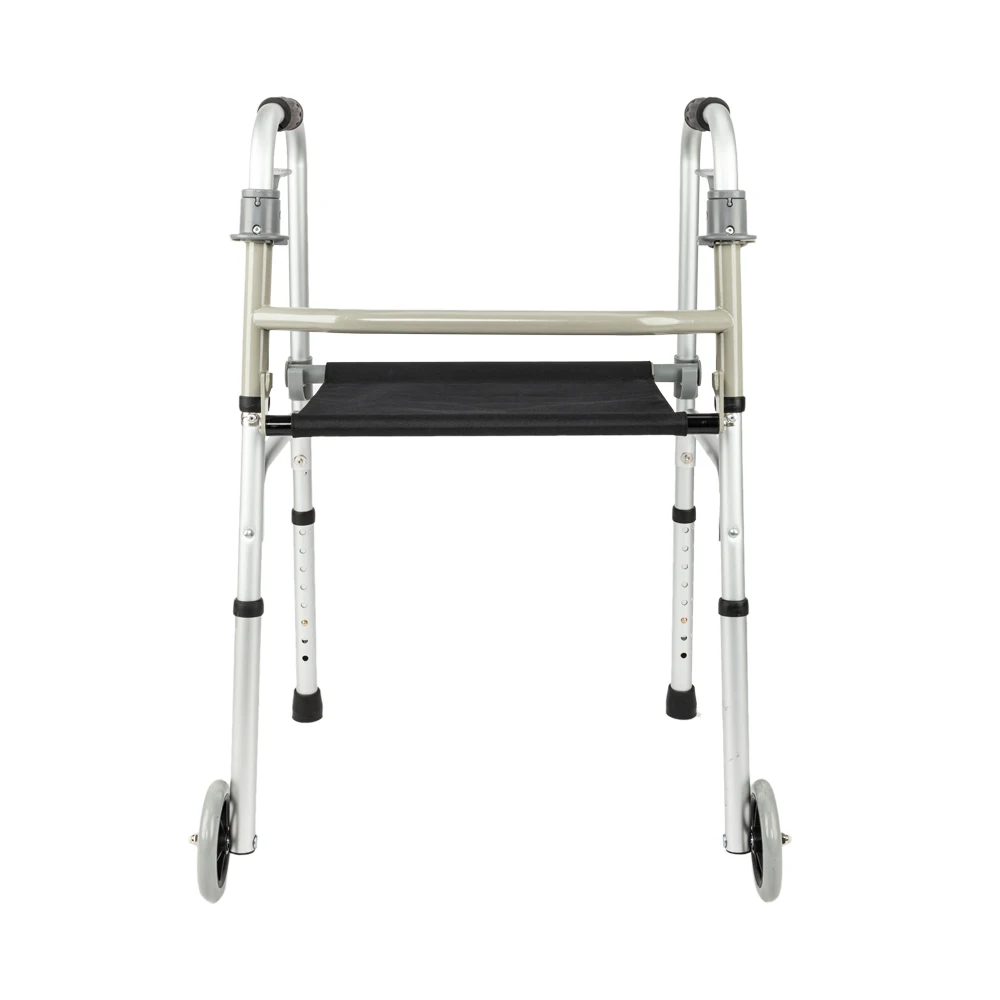 

Four-legged Crutch Foldable H Rod with Wheels & Seat Walker for Disabled and Elderly Walker Armrest Bracket Best Gifts for Elder