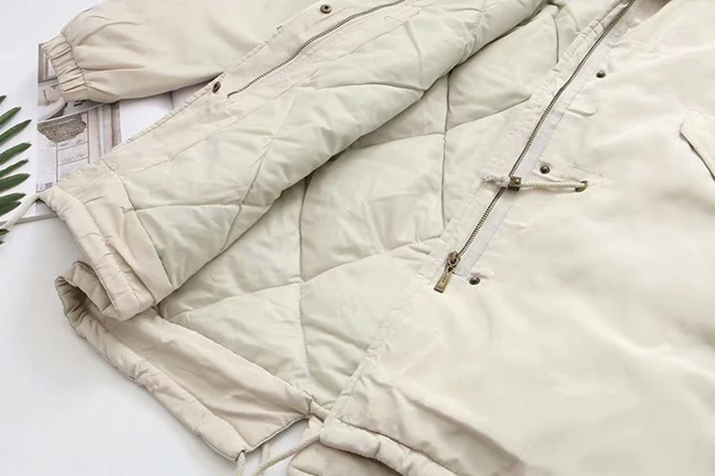 Capuchon Grande rembourré noir Femmes Manteau Grand À Parkas Lâche De D'hiver Coton Beige gris Fourrure Chaud Automne Long Taille Col Survêtement PgwTpBqw