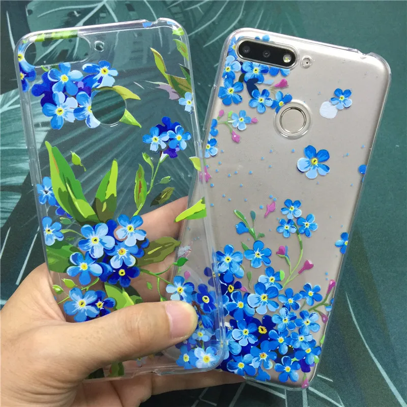 Мягкий чехол из ТПУ для huawei honor 7a pro 7 s 7x с цветочным рисунком 7c русская версия