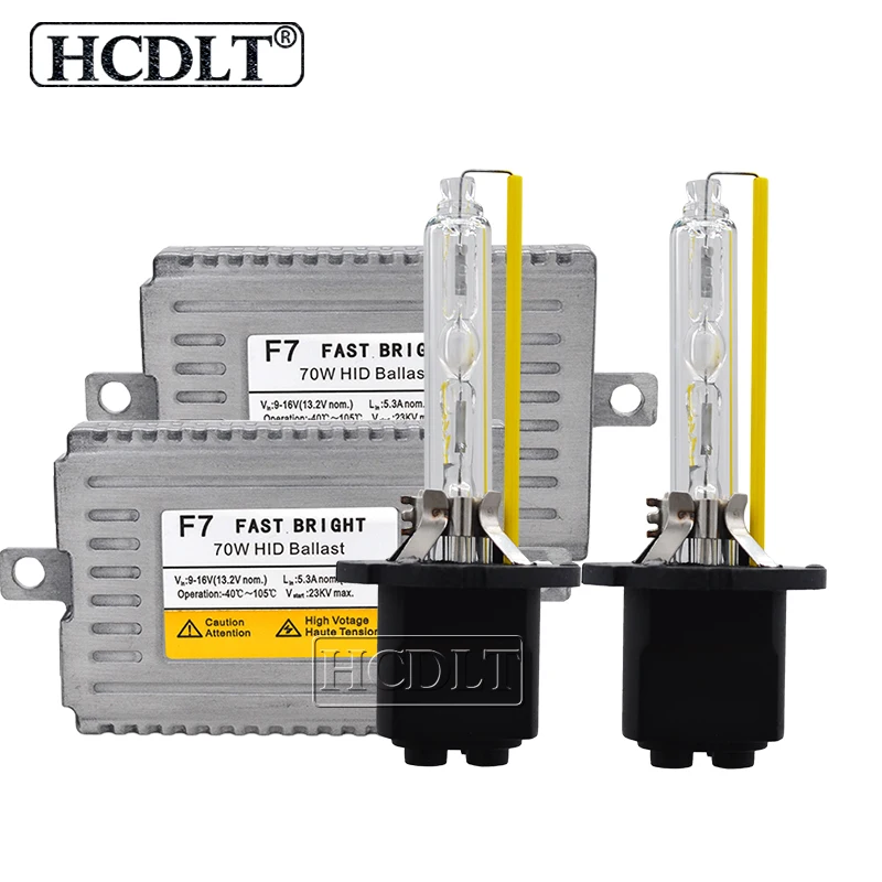HCDLT High Power 12V 70W Car Headlight Kit Fast Bright DLT Ballast Xenon H7 H7R H1 H3 H11 HB3 HB4 9012 D2H 5500K Xenon Lamp Bulb (2)