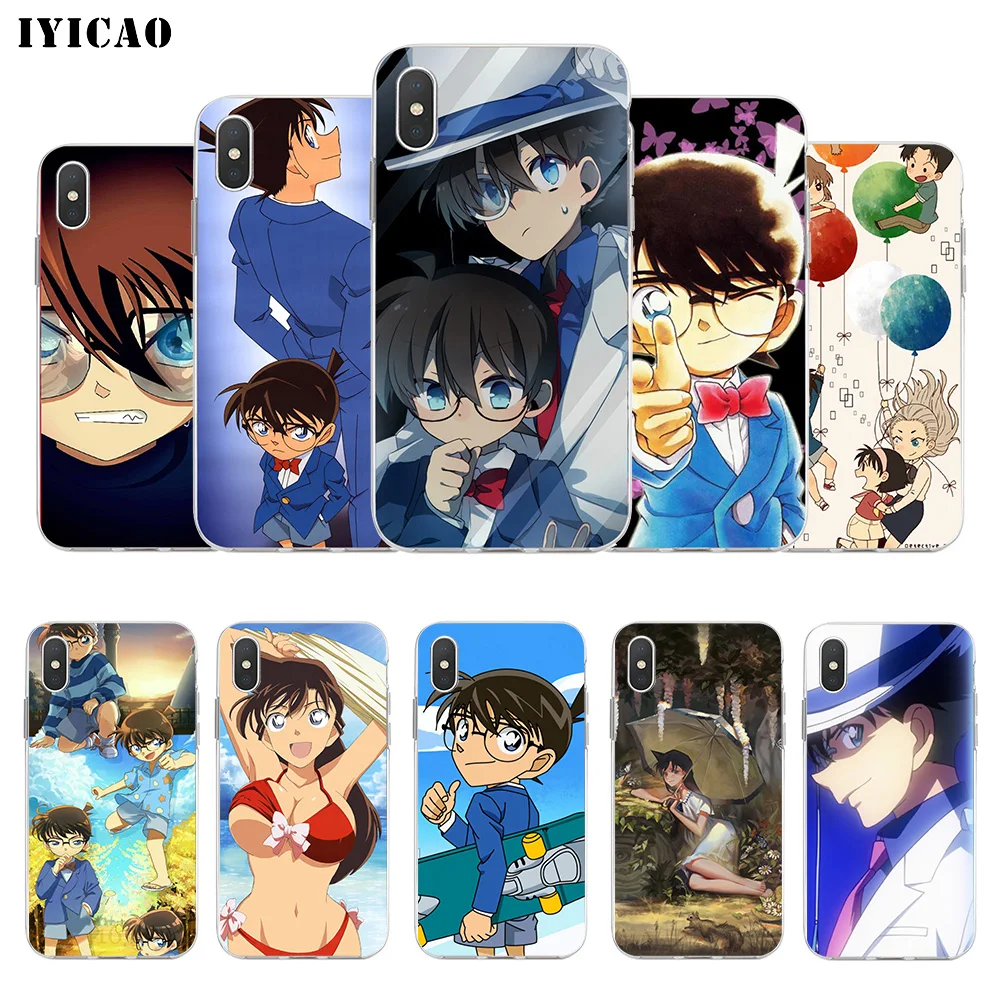 

IYICAO Anime Detective Conan Soft Silicone Phone Case for iPhone X XR XS MAX 6 6s 7 8 Plus X 5 5S SE TPU Cover