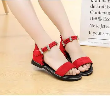 

Girls sandals summer 2019 new fashion princess shoes soft bottom beach shoes flash hollow winding children's Roman shoes