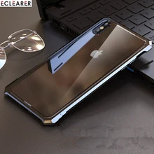 Алюминиевый металлический бампер+ прозрачный чехол из закаленного стекла для iPhone X XS чехол для Max XR роскошный противоударный чехол для iPhone XS Max