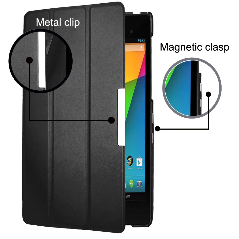 Умный кожаный чехол Nexus 7 2nd для Asus Google FHD (2nd Gen.2013) Ультратонкий книжка с магнитом и