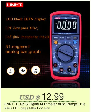 Цифровой мультиметр UNI-T UT39A/UT39B/UT39C/UT39E AC DC Ручной мультиметровый rms с ЖК-дисплеем