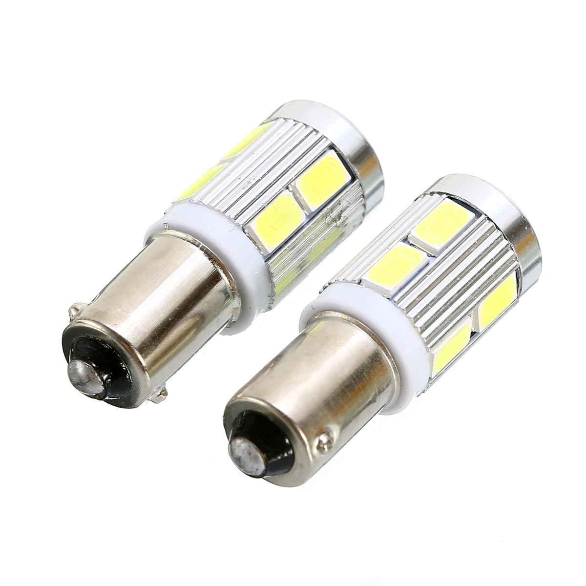 2pcs White Universal Durable BA9S H6W 10SMD LED Side Light Bulb Canbus No Error Cool Car Interior Lights Number Plate Lamp